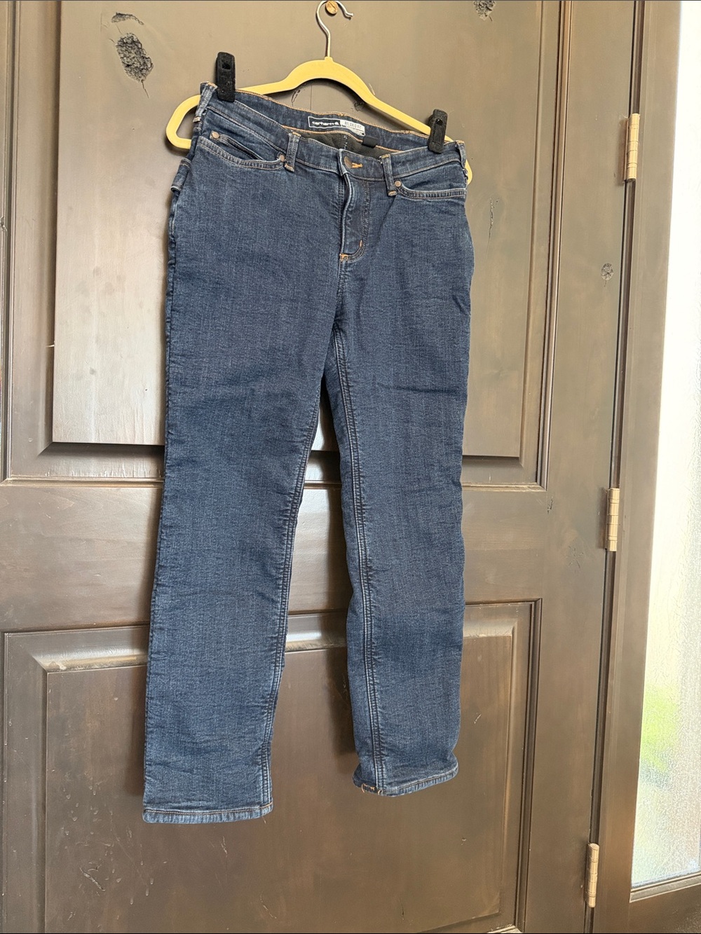 Carhartt Women's Fully Fleece-Lined Straight Leg Jeans in Dark Blue Size 6 short